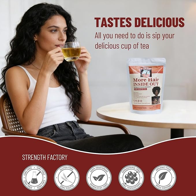 Hair Growth Tea More Hair Inside Out for Healthy Follicle Regrowth 30 Tea Bags