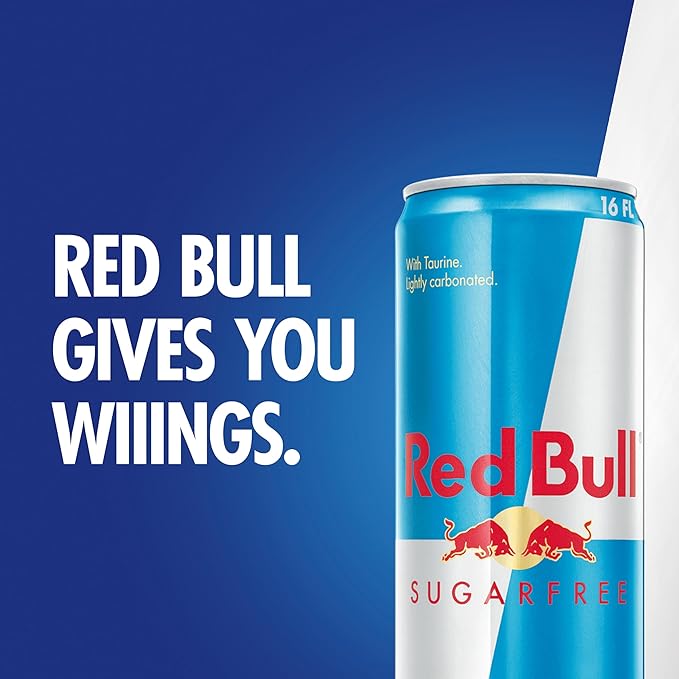 Red Bull Sugar Free Energy Drink with 151mg Caffeine plus Taurine &amp B Vitamins 16 Fl Oz Pack of 12 Cans