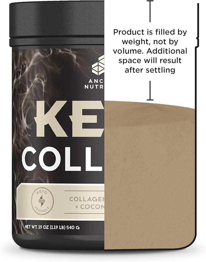 Ancient Nutrition Keto Collagen Powder Drink Mix Keto Diet Supplement with MCT Hydrolyzed Collagen Peptides to Support Healthy Skin and Joints 30 Servings 19 oz (Packaging May Vary)