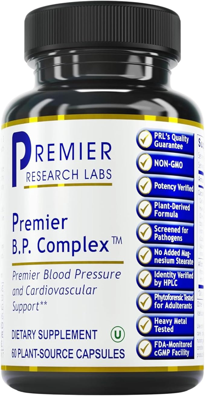 Premier Research Labs Premier BP Complex - Heart Health Supplements BP Formula Garlic Allicin Supplement Natural Herbal BP Support Pills with Reishi &amp Cayenne Pepper - 60 Vegetarian Capsules