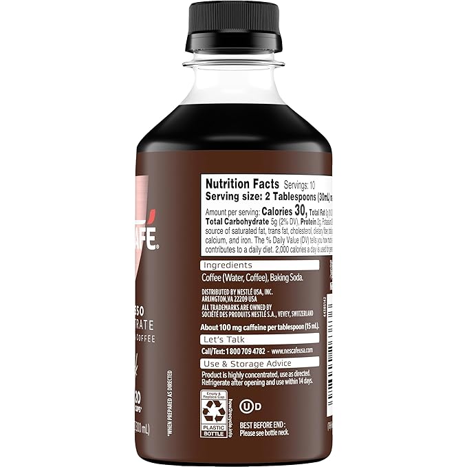 NESCAFÉ Espresso Concentrate Black Instant Espresso Coffee Concentrate Cold Brew Style Iced Coffee Style Drinks  2 Bottles (10 Fl Oz Each) (Pack of 2)