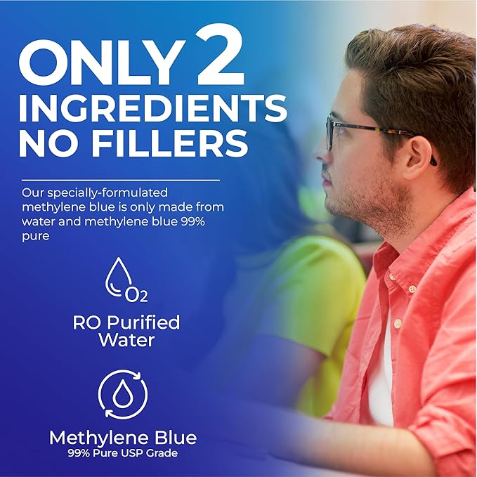 Methylene Blue Drops 1% USP Grade Third Party Lab Tested - USA Made - Formaldehyde Free Increased Absorption Blue Methylene Supreme Supplement for Humans Methane Azul De Metileno Para Humanos (2oz)