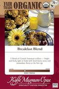 Kaffe Magnum Opus Ground Coffee Breakfast Blend Frac Pac Fair Trade Organic 72 Packs of 2.5 oz Each Fresh Roasted