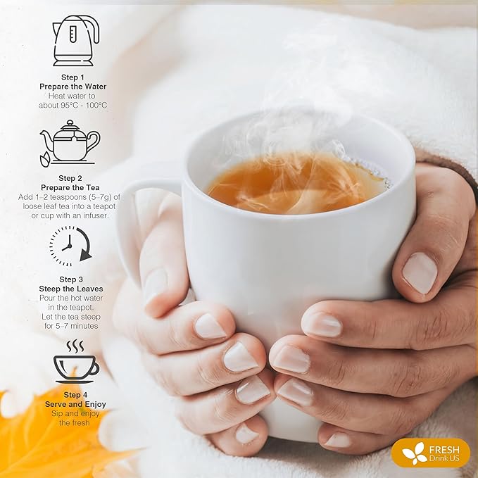 FreshDrinkUS Premium 135 Tea Bags Tulsi Chamomile Lemongrass Herbal Tea | Blend with Holy Basil Chamomile Flowers &amp Lemongrass Leaves – Naturally Caffeine-Free Soothing Herbal Infusion. Vegan