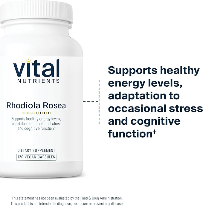 Vital Nutrients Rhodiola Rosea - Rhodiola Supplement for Healthy Energy Memory and Stress Support - Gluten Dairy Soy Free - Non-GMO - 120 Capsules
