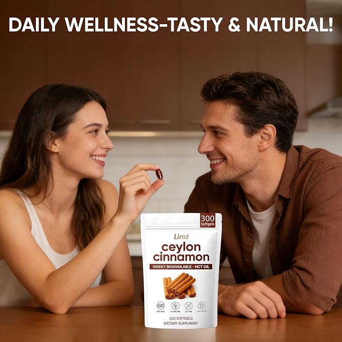 LIRAE Ceylon Cinnamon Ceylon Cinnamon Soft Gels with MCT Oil Highly Bioavailable Herbal Extract for Energy Heart &amp Metabolism Support Non-GMO Gluten Free 300 Softgels (2)