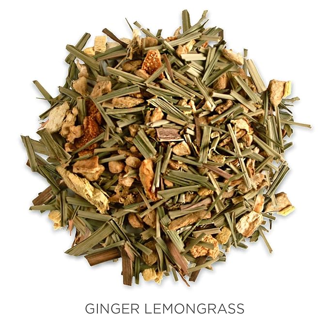 Tea Forte Ginger Lemongrass Premium Caffeine-Free Herbal Tea Blend Event Box Bulk Pack 40 Count 10 per tray Individually Wrapped Handcrafted Pyramid Infusers
