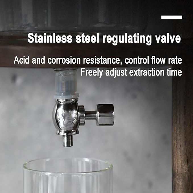 Coffee Cold Brew Drip Tower Ice Cold Brew Dripper with Adjustable Drip Speed Stainless Steel Valve 4~6 Servings Capacity and 3-4 Hour Cold Brew Drip 65% less Acidic for Coffee Shop