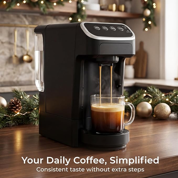 Coffee Machine – Compatible with Senseo Pods – Fast Brewing Single-Serve Coffee Maker with Rich Flavor Extraction Crema Layer Space-Saving Sleek Design Barista-Quality Taste