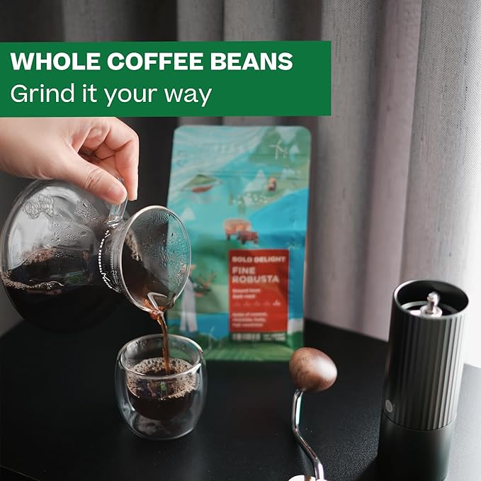 Conihat Whole Bean Coffee - 100% Vietnamese Premium Fine Robusta Dark Roast Chocolate &amp Woody Notes Long Aftertaste Low Acid Single Origin Hand-Picked 12 Oz Bag