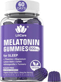 Melatonin Gummies 10mg 20mg for Adults Sugar Free Extra Strength w/ L-Theanine Ashwagandha Magnesium Turmeric GABA Lemon Balm and Chamomile for Healthy Circadian Rhythm Vegan Grape Flavor 60ct