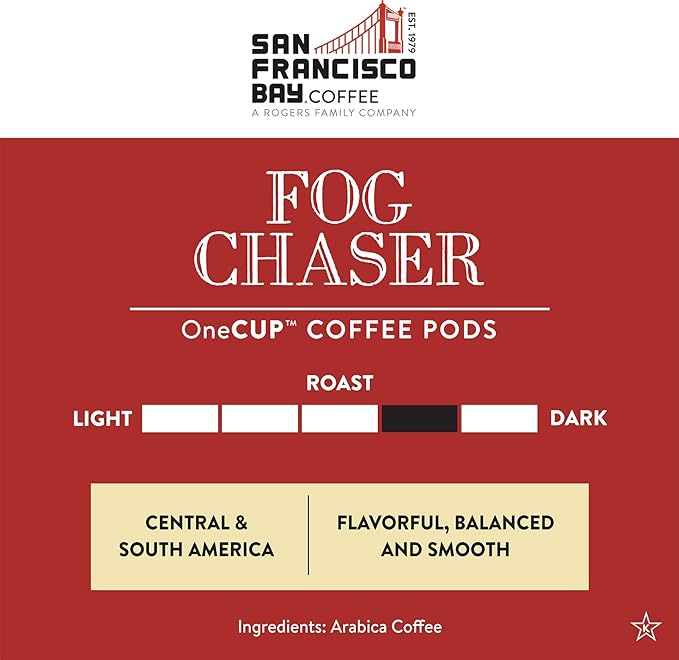 San Francisco Bay Coffee - Medium-Dark Roast - Fog Chaser (80 ct) - Single Serve Coffee Pods Commercially Compostable K Cup Compatible