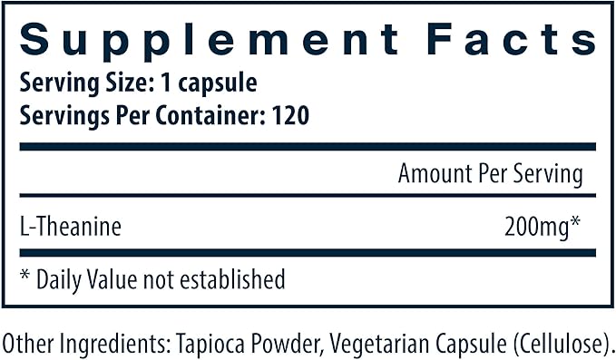 Vital Nutrients L-Theanine 200mg - Vegan Supplement - L Theanine Supplement Supports Normal Stress Levels and Cognitive Function* - Gluten Dairy and Soy Free - 120 Capsules
