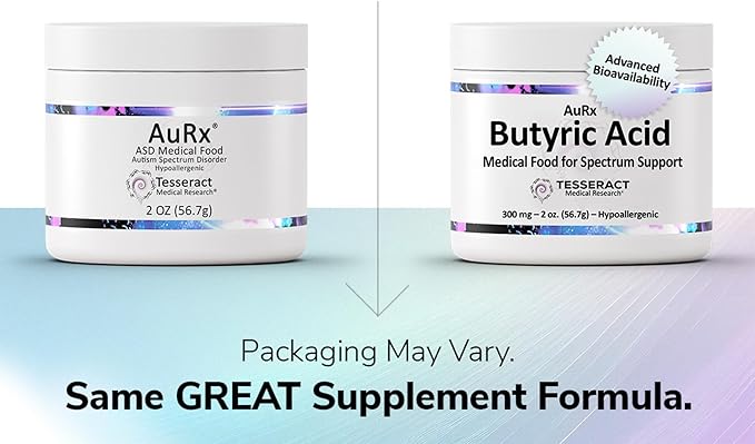 AuRx Autism Spectrum Medical Food Powder to Support Gut Health Stabilized Butyric Acid Supplement in a Palatable-Tasting Powder for ASD Children Hypoallergenic 2 Ounces