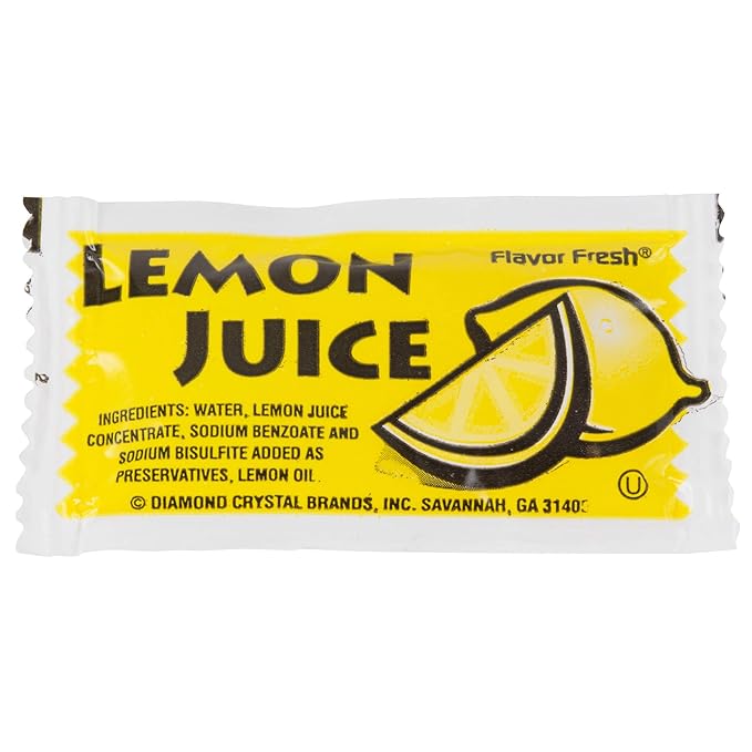 TableTop King 4 Gram Lemon Juice Portion Packets - 200/Case