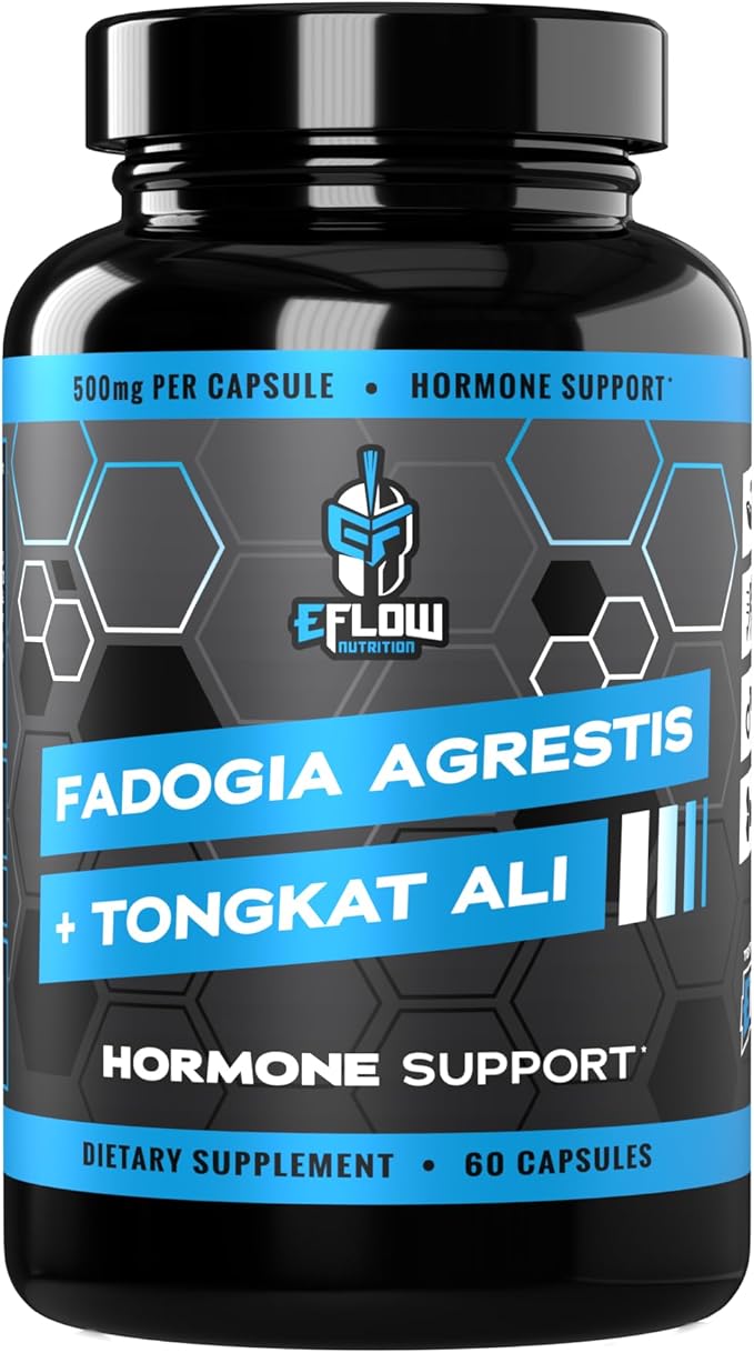 eFlow Nutrition Fadogia Agrestis + Tongkat Ali - [2-in-1] Natural Performance Supplement for Health and Wellness - Hormone Energy &amp Mood Support - Extract Powder (60 Capsules)