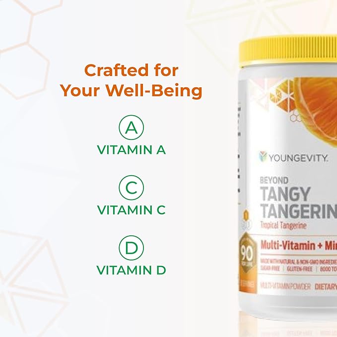 Youngevity Beyond Tangy Tangerine 2.5 Tropical Tangerine Ultimate Multi-Vitamin &amp Mineral Complex - Made with Natural &amp Whole Foods | 8000 ORAC