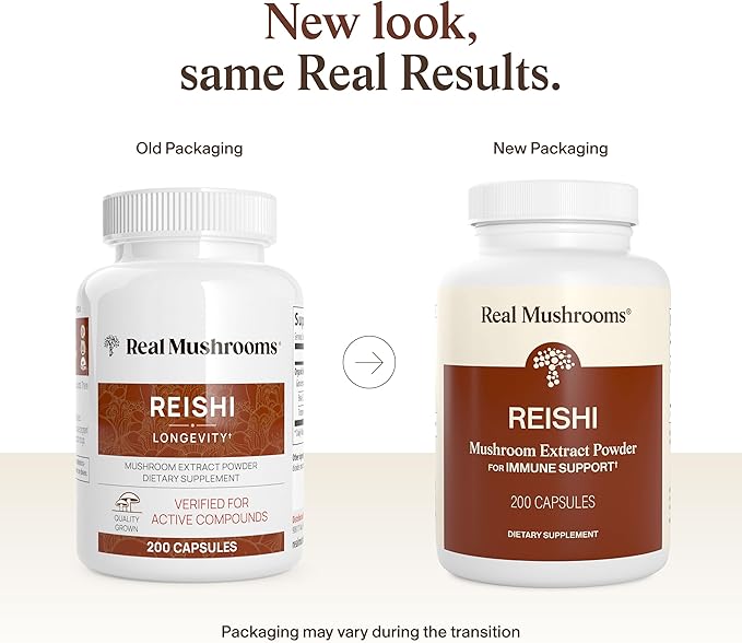 Real Mushrooms Reishi Mushroom Capsules - Handpicked Organic Mushroom Extracts - Red Reishi for Tranquil Daily Wellness with Verified Beta Glucans Vegan Non-GMO No Grain Fillers 200 ct