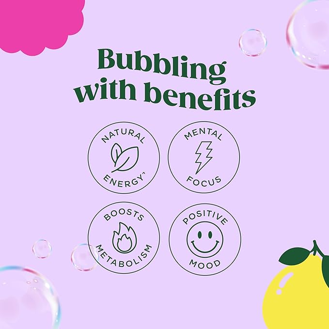 Bloom Nutrition Sparkling Energy Drink for Focus Natural Caffeine Zero Sugar 180mg Caffeine Antioxidant-Rich with Green Coffee Bean Green Tea Extract &amp Prebiotics Raspberry Lemon 12oz 24 Pa