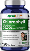 NusaPure Chlorophyll 200:1 Extract 150 mg Equivalent to 30000 mg per Capsule 120 Vegetarian Caps (Non-GMO Vegan)
