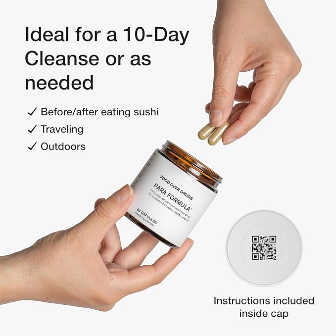 Food Over Drugs para Formula - Full Spectrum Herbal Cleanse for Humans - Natural Intestinal Microbial Detox &amp Complete Body Cleanse - 60 Count (Pack of 1)