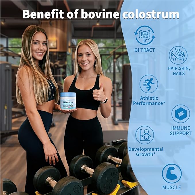 Bovine Colostrum Powder Supplements 3000mg IgG Grass-Fed Orgainc Freeze Dried Colostrum for Women &amp Men | Supports Gut Health Hair Health Immune Defense &amp Muscle Recovery Unflavored 50 S