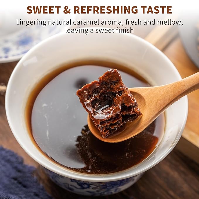 Wanhua Hall Dark Brown Sugar 13.4oz(190g*2) Handmade Ancient Craft Chinese Black Sugar Cubes in Independent PackagingNatural Sweetness 黑糖