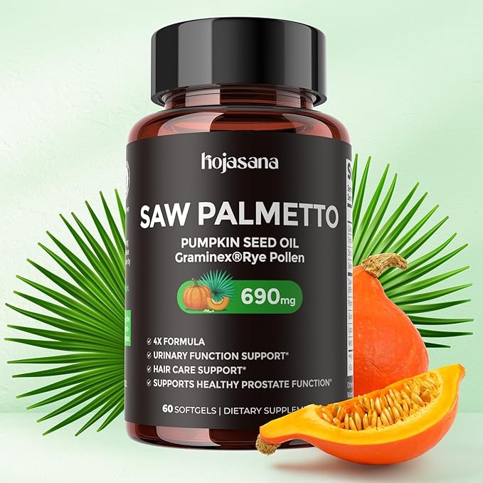Saw Palmetto for Men Prostate Health Supplement Pharmaceutical Grade - DHT Blocker - Graminex | Pumpkin Seed Oil | Nettle Supports Urinary Function &amp Hair Loss Prevention 60 softgels