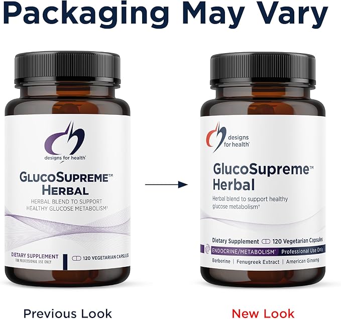 Designs for Health GlucoSupreme Herbal Supplement - Berberine HCl Banaba Ginseng + Cinnamon Extract - Vegan Non-GMO Supplements (120 Capsules)