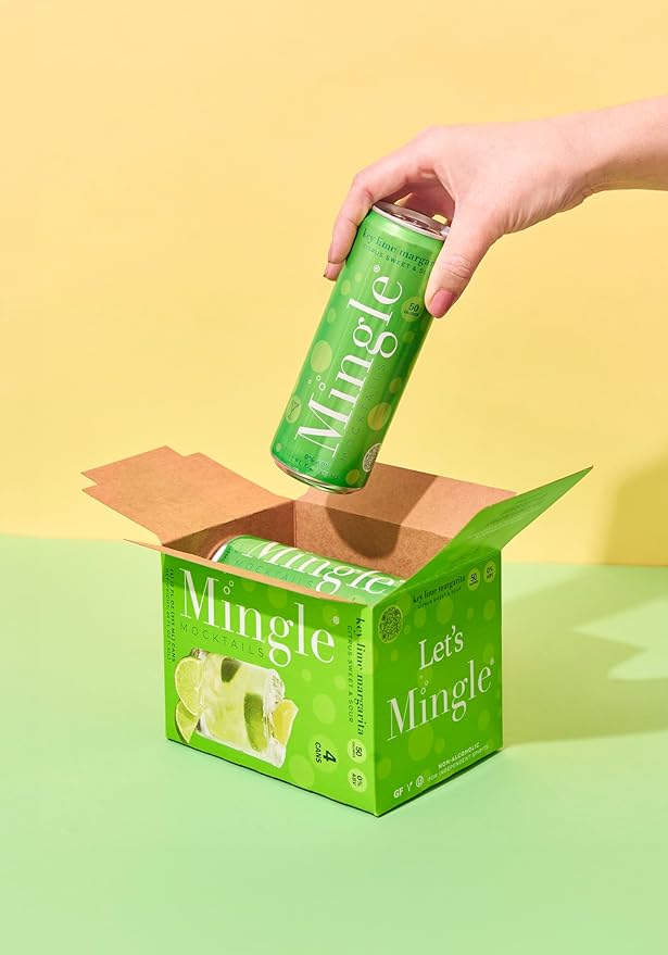 Mingle Mocktails Key Lime Margarita Non Alcoholic Drinks Alcohol Alternative Pre-Mixed Drinks Made with Real Juice Canned Mocktails or Cocktail Drink Mixer Gluten Free Vegan 24 Pack 12 fl oz
