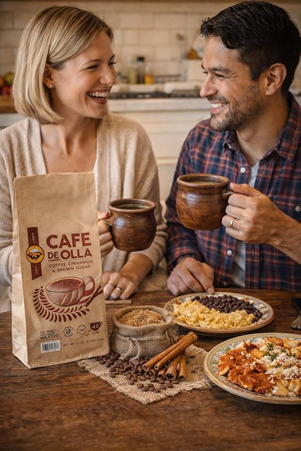 Mexican Cafe Ground Coffee - Cinnamon Brown Sugar Arabica Blend Pre-Sweetened 40oz (40 Cups) Hot/Iced