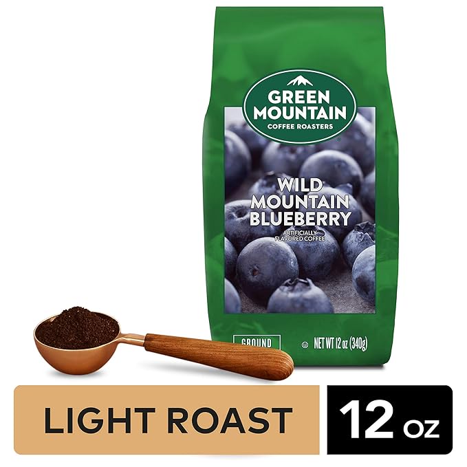 Green Mountain Coffee Roasters Wild Mountain Blueberry Ground Coffee Flavored Light Roast Bagged 12 Oz 1 Count (Pack of 2)
