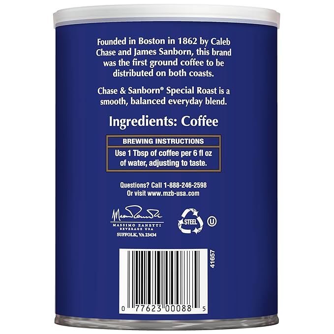 Chase &amp Sanborn Coffee Special Roast Ground Coffee Medium Roast 10.5oz Can Pack of 6