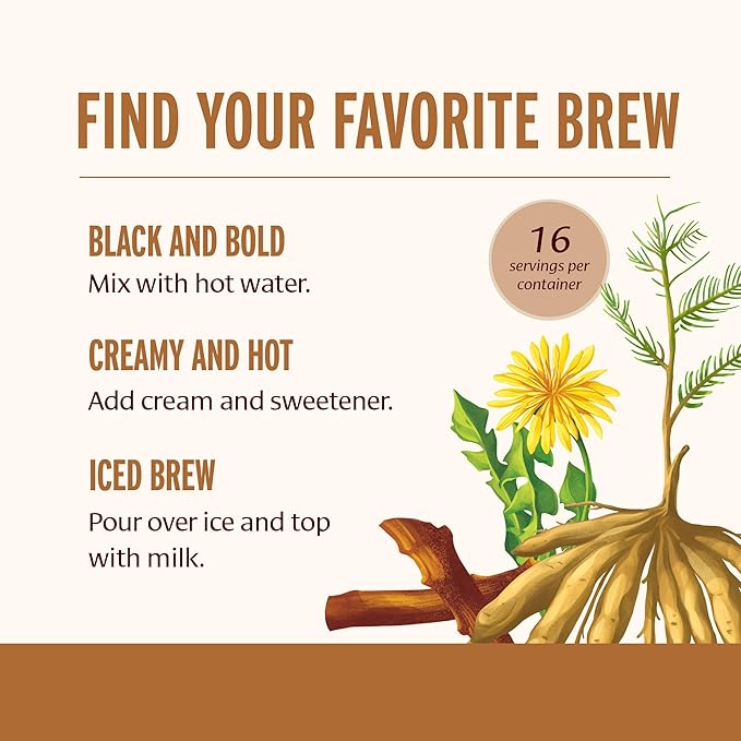 Banyan Botanicals Bitter &amp Bold – Organic Caffeine-Free Herbal Coffee Alternative – Milk Thistle Chicory and Dandelion Coffee Alternative – 3.5 oz 16 servings – Fair for Life Non-GMO Vegan