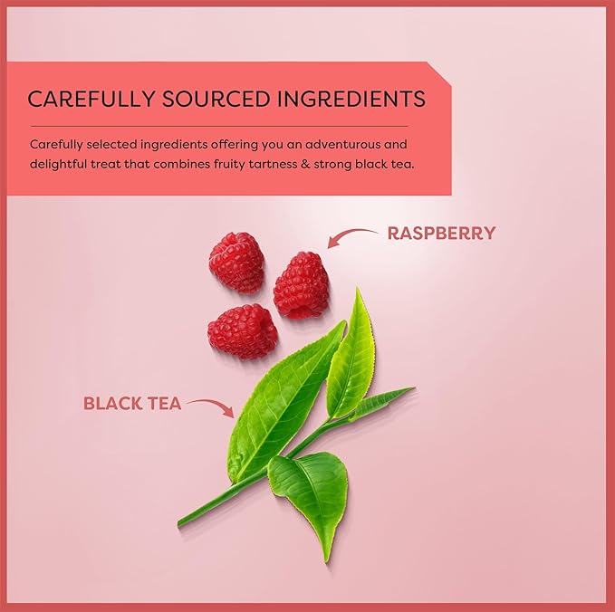 Wissotzky Raspberry Boost Black Tea (6 Pack - 120 Tea Bags) | Bold Berry Tea | Antioxidant Rich | Fruity Black Tea Bags