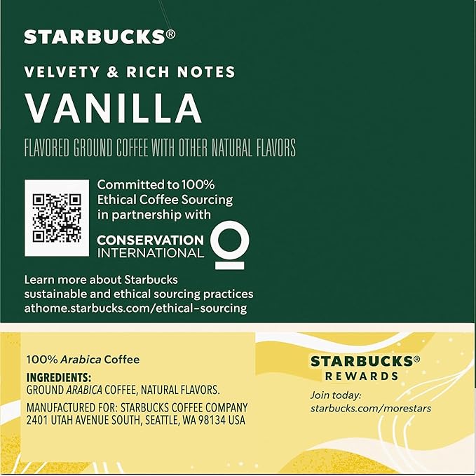 Starbucks Vanilla Flavored Coffee K-Cup Pods Light Roast Keurig Genuine K-Cup Pods 120 Count (Pack of 12 Boxes)