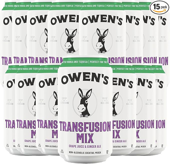 Owen’s Craft Mixers | Transfusion Mix 15 Pack | Handcrafted in the USA with Premium Ingredients | Vegan &amp Gluten-Free Soda Mocktail and Cocktail Mixer
