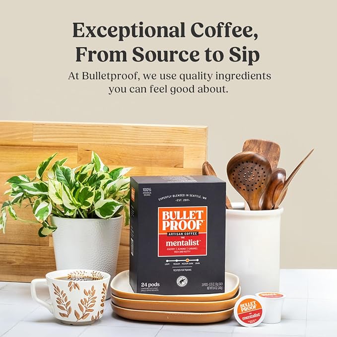 Bulletproof The Mentalist Medium-Dark Roast Single-Serve Pods 24 Count Clean Coffee Tested for Toxins