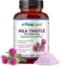 FineLand Milk Thistle Pills 50:1 Extract with 80% Silymarin Flavonoids – Liver &amp Antioxidant Support - 50X Concentrated Seed Extract -120 Vegan Capsules Non-GMO Made in USA