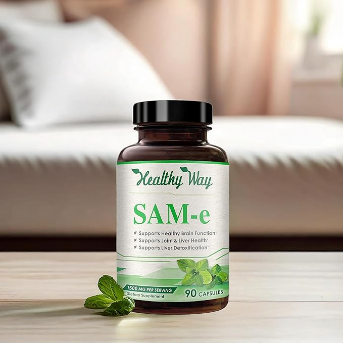 1500mg SAM-e Supplement - High Strength S-Adenosyl-L-Methionine Capsules 1500mg per Serving for Joint Brain Liver and Mood Support - Non-GMO High Absorption Same Supplement (90 Count)
