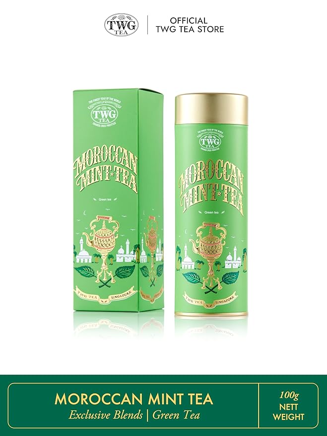 TWG Tea | Moroccan Mint Tea | Green Tea | Spearmint Leaves | Haute Couture Tin 120g | Gift Set