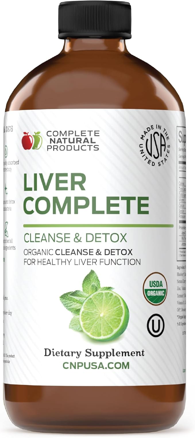 Complete Natural Products Liver Complete 12oz - Organic Liquid Liver Cleanse &amp Detox Supplement for High Enzymes Fatty Liver Liver Support
