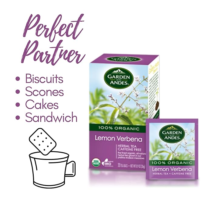 Garden of the Andes Herbal Organic Decaf Lemon Verbena Hot Tea Bags 0.9 oz 20 Count (Pack of 3)…