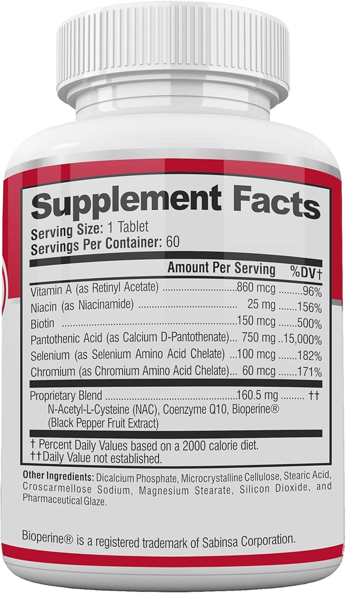 Acne Pills- Vitamin Supplements for Acne Treatment- Natural Clear Skin from Hormonal Cystic Pimples- Oily Skin Vitamins Pill for Women Teen Men &amp Adults 60 Tablets