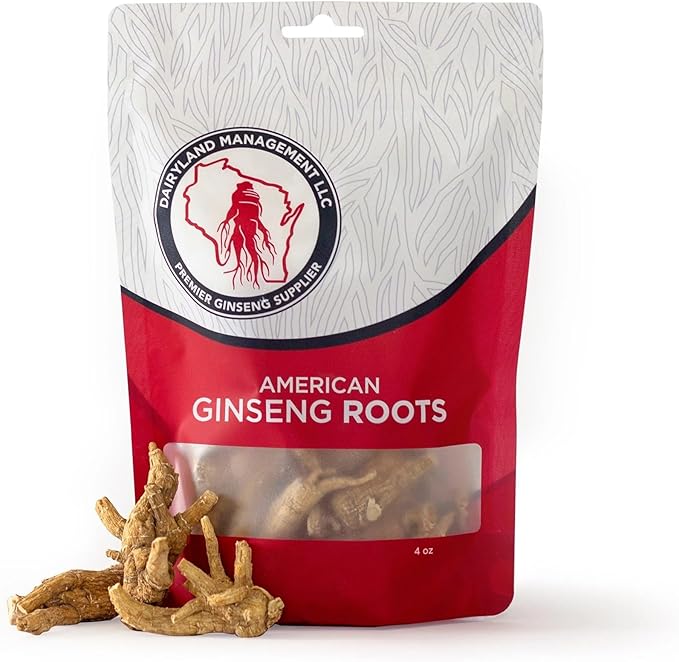Dairyland American Ginseng Roots 西洋参 - 4 oz Pack of Wisconsin Ginseng Root - Authentic American Ginseng - Non-GMO Gluten Free Whole Ginseng - Use This Herbal Supplement in Soup Tea Congee