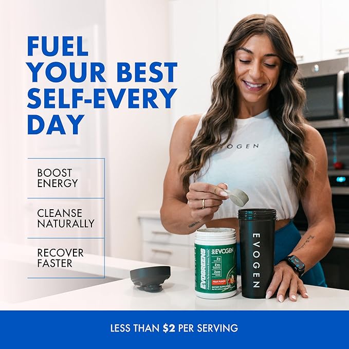 Evogen Evogreens - Super Greens Powder | Promotes Recovery Wellness &amp Immune Health | Greens Superfood Powder with Spirulina Probiotics Pomanox Pomegranate Extract | Fruit Punch | 30 Servings