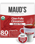 Maud's Organic Cinnamon Black Tea Pods 80 ct Single Serve Tea Pods – 100% Gourmet Blended Tea Leaves Compatible with Keurig K Cups Maker