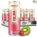 BUM Sugar-Free Energy Drink Strawberry Kiwi - Lightly Carbonated and Gluten Free with 112mg of Natural Caffeine &amp Nootropics for Energy &amp Focus Brain Boost Preworkout - 12 Fl Oz Pack of 12