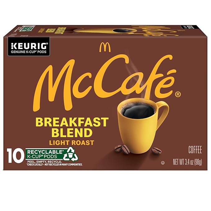 McCafe Breakfast Blend Single Serve Coffee Keurig K-Cup Pods Light Roast 60 Count (6 Packs of 10)