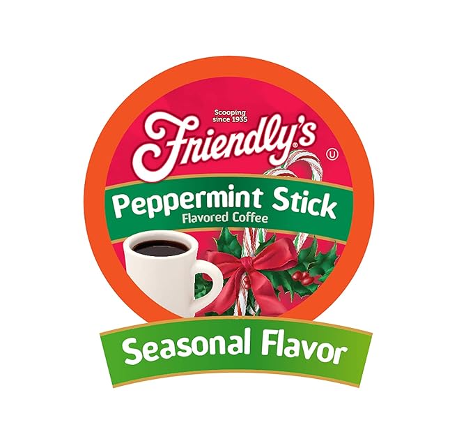Friendly's Peppermint Flavored Coffee Pods for Keurig K Cup Brewers Peppermint Stick 40 Count (Pack of 1)